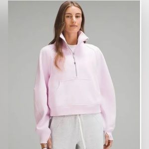 - Lululemon M/L half-zip scuba sweatshirt pink/coral small stain